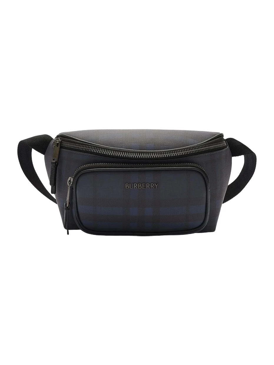 Men's Check Coated Canvas Belt Bag