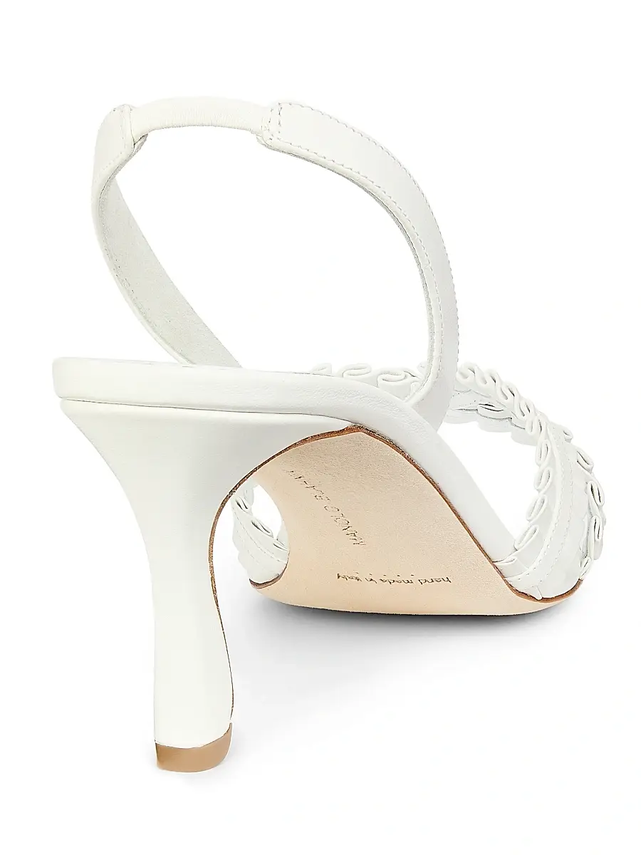 Manolo Blahnik Women's Volusan 70MM Leather Slanted-Heel Sandals | Thumbnail 4
