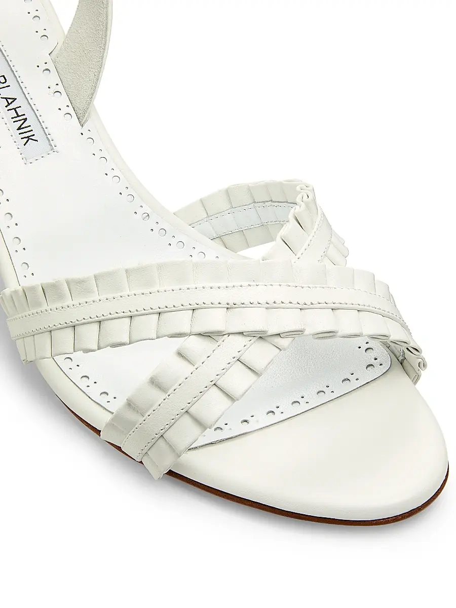 Manolo Blahnik Women's Volusan 70MM Leather Slanted-Heel Sandals | Thumbnail 6