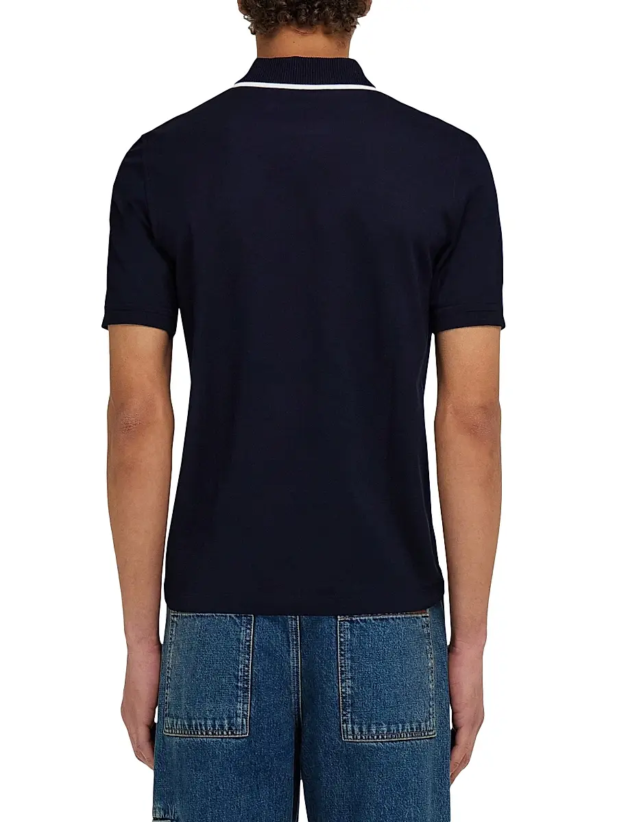 Ferragamo Men's Quarter-Zip Cotton Polo Shirt | Thumbnail 4 Ferragamo Men's Quarter-Zip Cotton Polo Shirt | Thumbnail 4