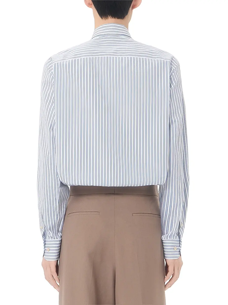 Valentino Men's Cotton Poplin Shirt with VGold Stripes - Ivory Blue | Thumbnail 5 Valentino Men's Cotton Poplin Shirt with VGold Stripes - Ivory Blue | Thumbnail 5