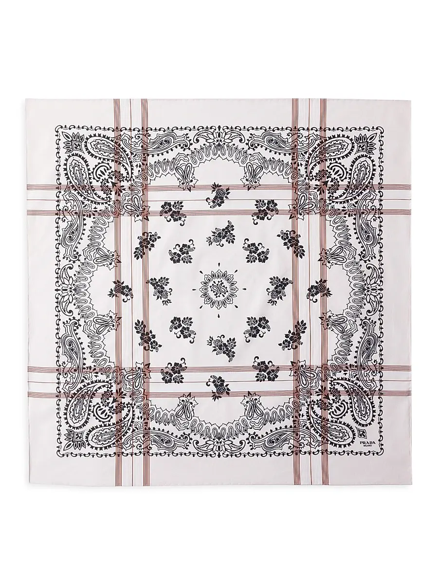 Prada Women's Printed Cotton Scarf | Thumbnail 2 Prada Women's Printed Cotton Scarf | Thumbnail 2
