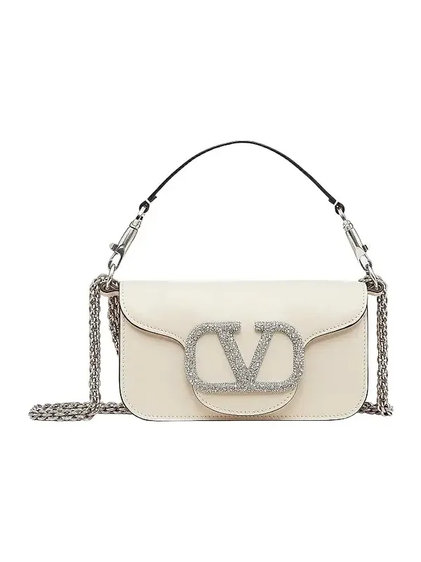 Women's Locò Small Shoulder Bag with Jewel Logo - Ivory Women's Locò Small Shoulder Bag with Jewel Logo - Ivory