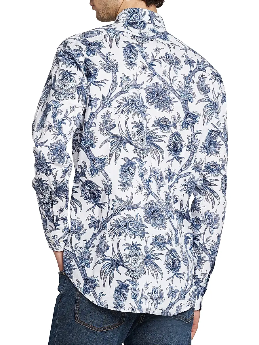 Etro Men's Multi-Floral Print Stretch Cotton Shirt | Thumbnail 5 Etro Men's Multi-Floral Print Stretch Cotton Shirt | Thumbnail 5