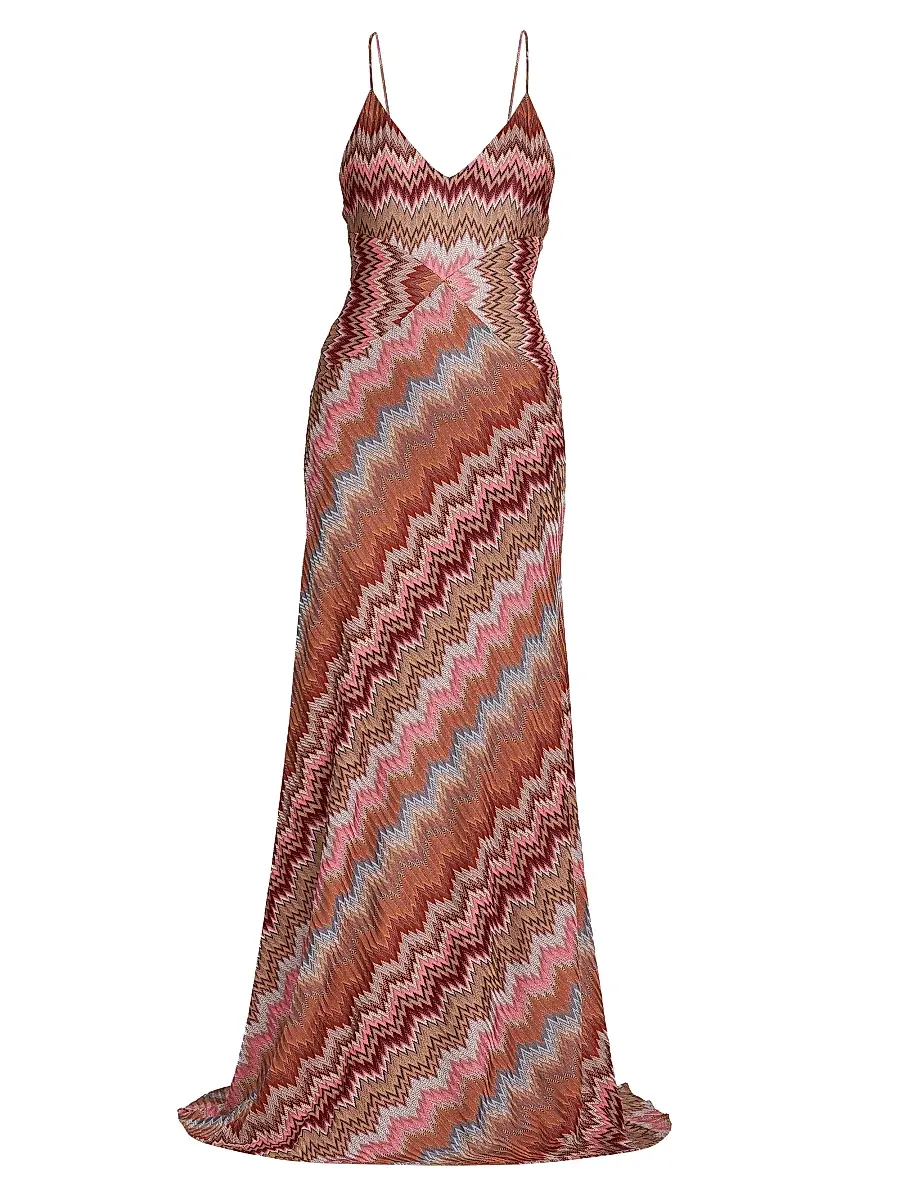 Missoni Women's Snake Chevron Gown - Pink Rust - Size 12 | Image 1 Missoni Women's Snake Chevron Gown - Pink Rust - Size 12 | Image 1