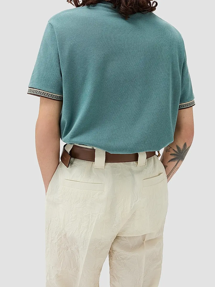 Versace Men's Greca Medusa-Embroidered Cotton Piqué Polo Shirt | Thumbnail 3 Versace Men's Greca Medusa-Embroidered Cotton Piqué Polo Shirt | Thumbnail 3