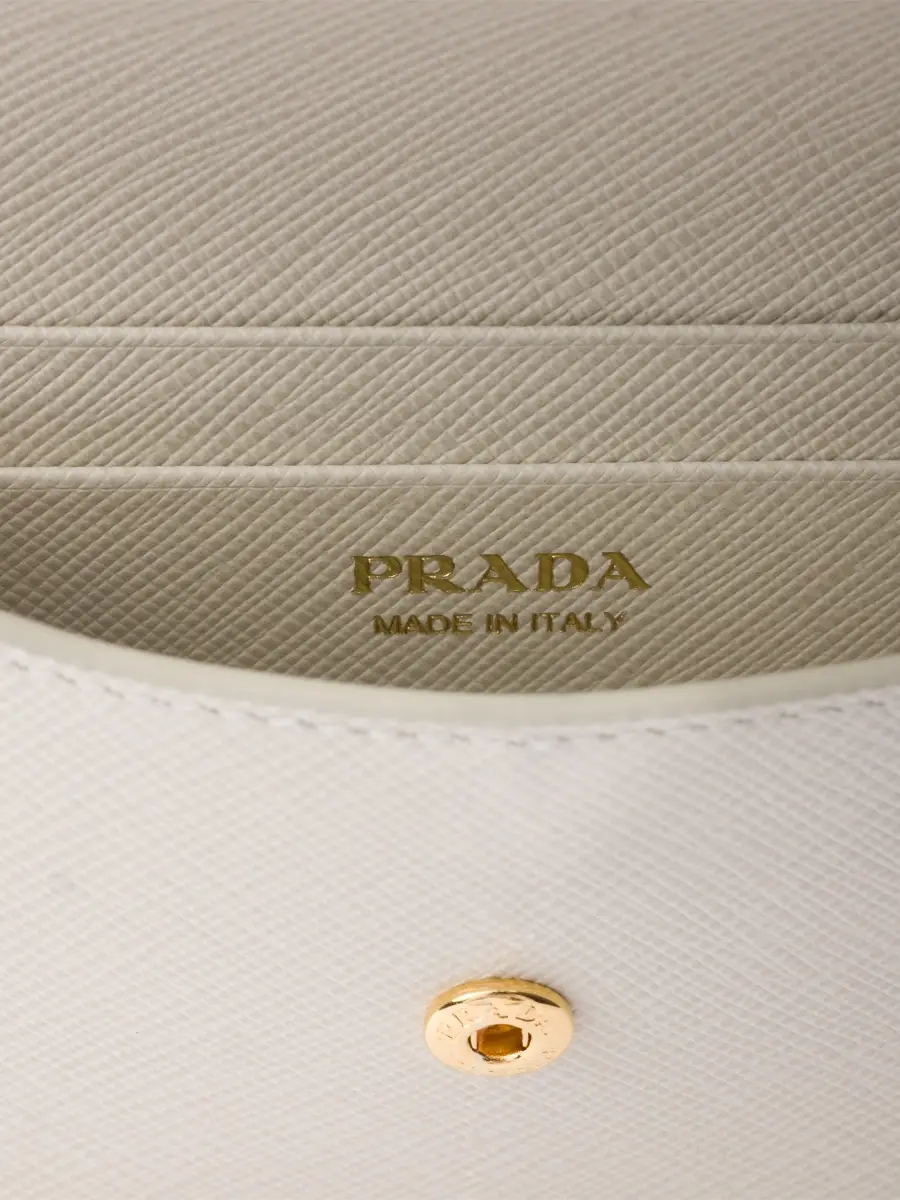 Prada Women's Saffiano Leather Card Holder with Shoulder Strap - Beige | Thumbnail 4 Prada Women's Saffiano Leather Card Holder with Shoulder Strap - Beige | Thumbnail 4