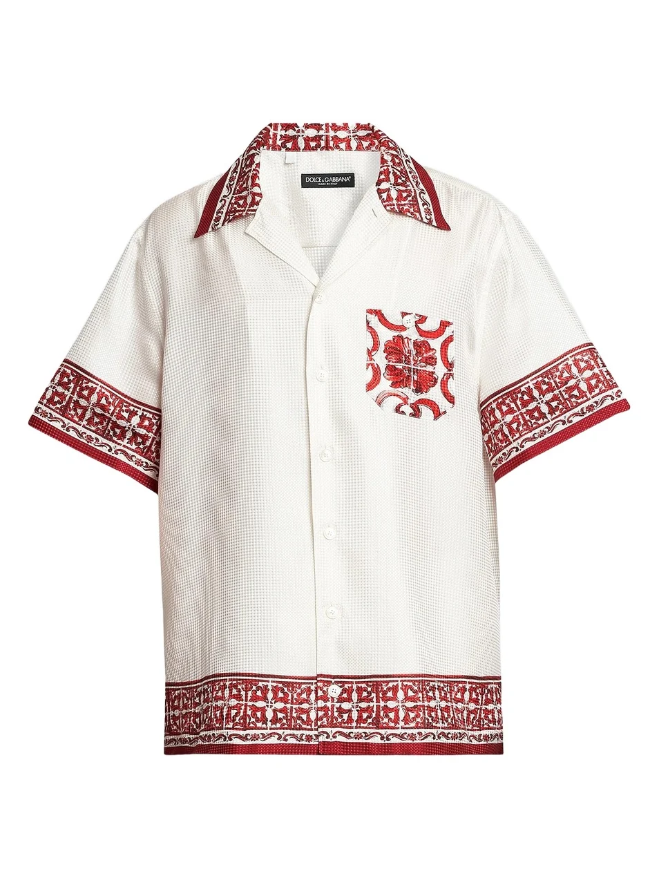 Men's Printed Silk Jacquard Twill Short-Sleeve Shirt