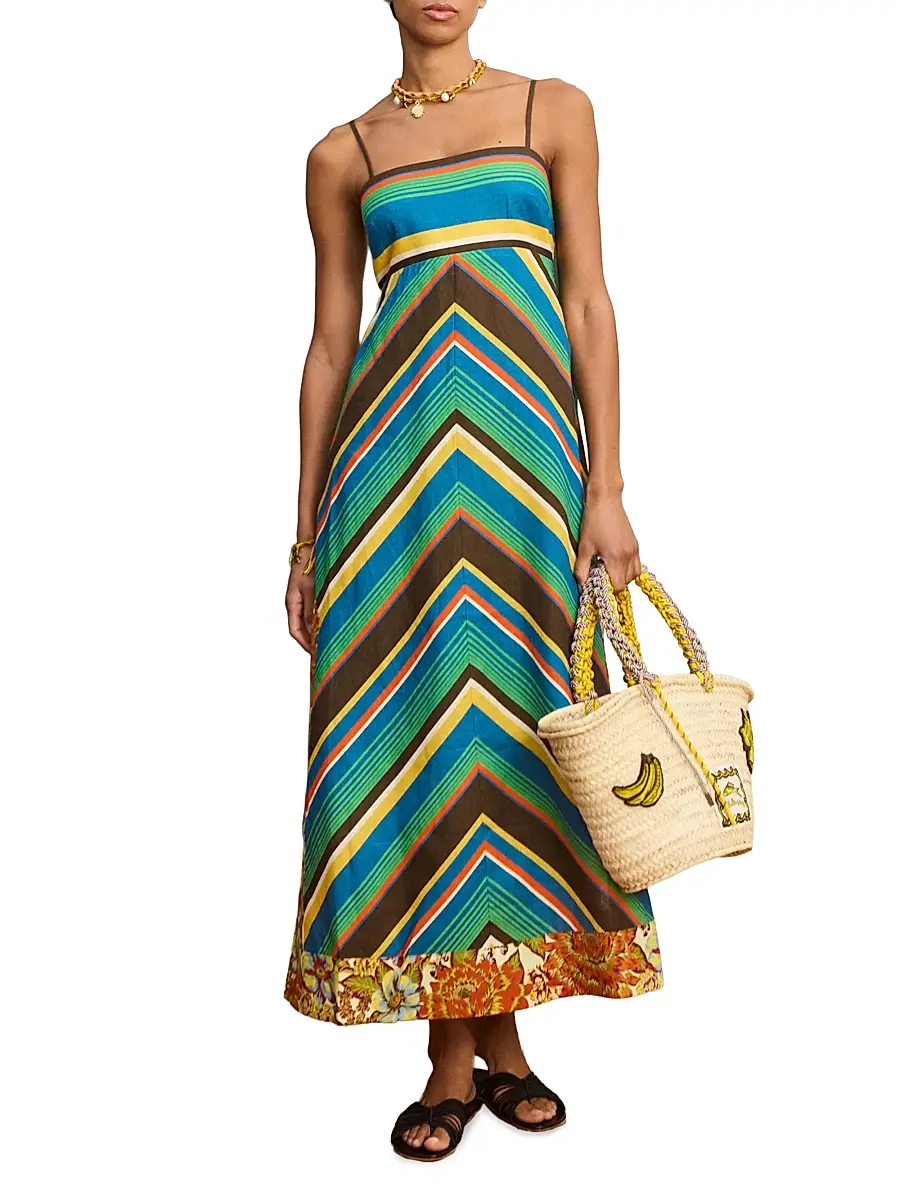 ALÉMAIS Women's Charlie Mixed-Print Linen Day Dress | Thumbnail 2 ALÉMAIS Women's Charlie Mixed-Print Linen Day Dress | Thumbnail 2