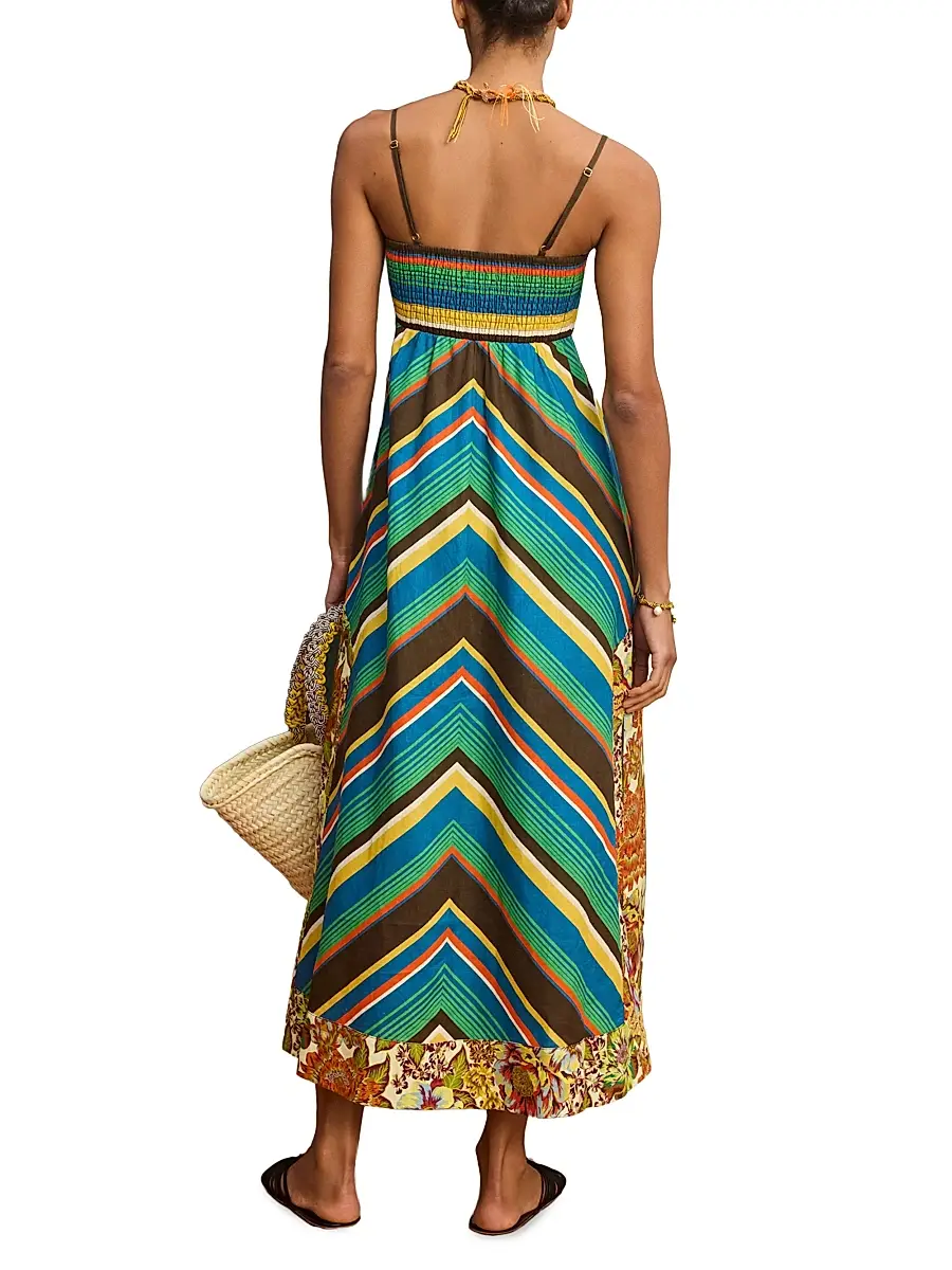 ALÉMAIS Women's Charlie Mixed-Print Linen Day Dress | Thumbnail 4 ALÉMAIS Women's Charlie Mixed-Print Linen Day Dress | Thumbnail 4