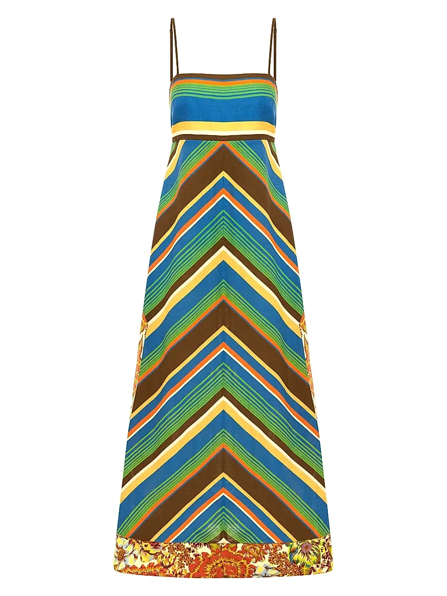 ALÉMAIS Women's Charlie Mixed-Print Linen Day Dress - Size 12 | Image 1 ALÉMAIS Women's Charlie Mixed-Print Linen Day Dress - Size 12 | Image 1