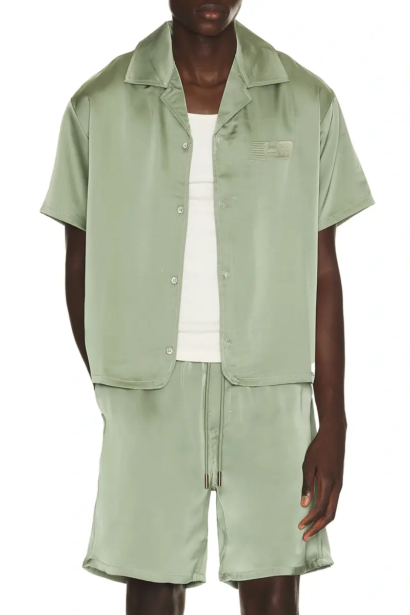 Honor The Gift Satin Chest Logo Camp Collar Shirt | Thumbnail 6