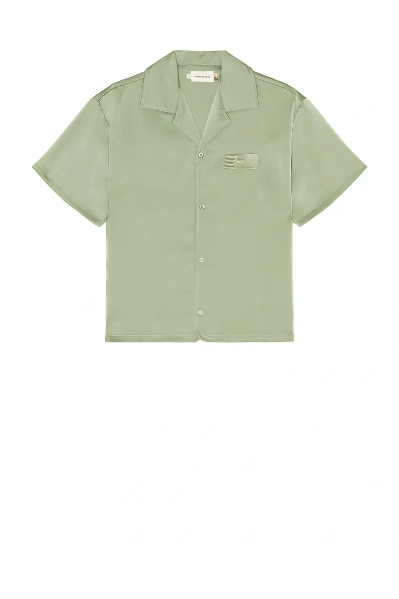 Honor The Gift Satin Chest Logo Camp Collar Shirt | Thumbnail 9