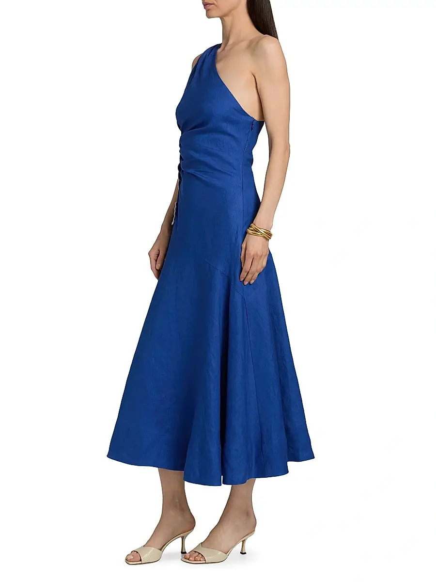 Farm Rio Women's Seahorse-Embroidered One-Shoulder Midi-Dress | Thumbnail 4 Farm Rio Women's Seahorse-Embroidered One-Shoulder Midi-Dress | Thumbnail 4