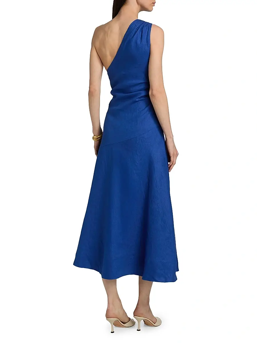 Farm Rio Women's Seahorse-Embroidered One-Shoulder Midi-Dress | Thumbnail 5 Farm Rio Women's Seahorse-Embroidered One-Shoulder Midi-Dress | Thumbnail 5