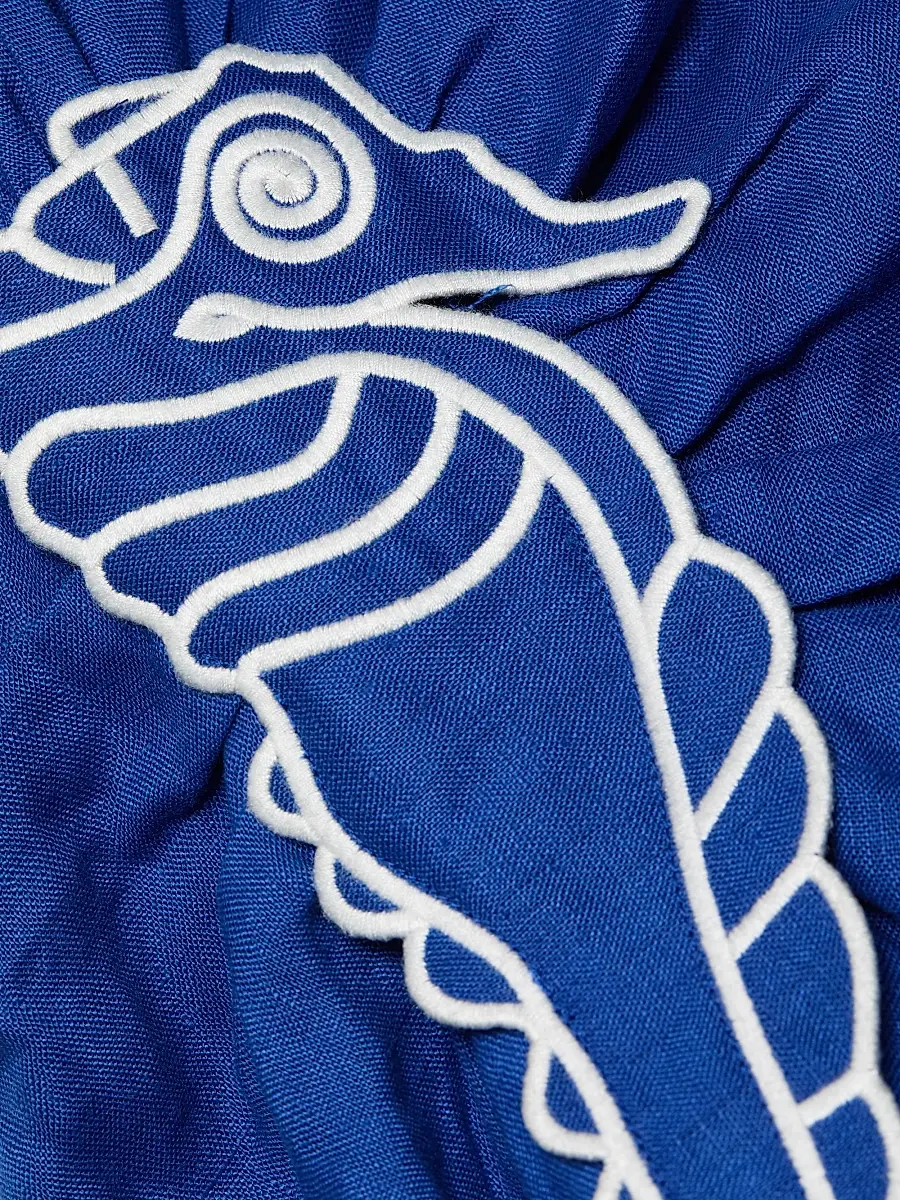 Farm Rio Women's Seahorse-Embroidered One-Shoulder Midi-Dress | Thumbnail 7 Farm Rio Women's Seahorse-Embroidered One-Shoulder Midi-Dress | Thumbnail 7
