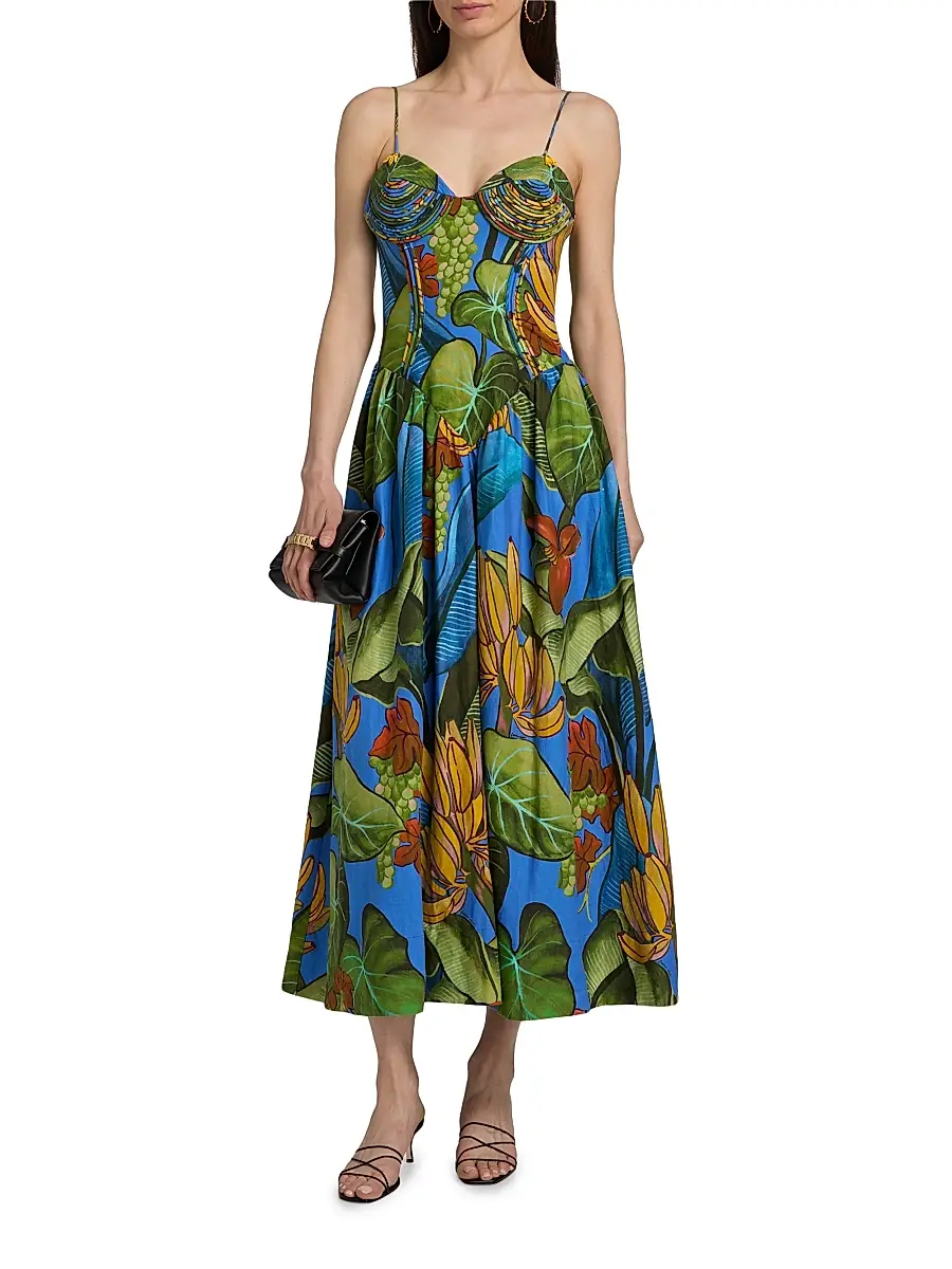 Farm Rio Women's Printed Linen-Blend Maxi Dress | Thumbnail 3