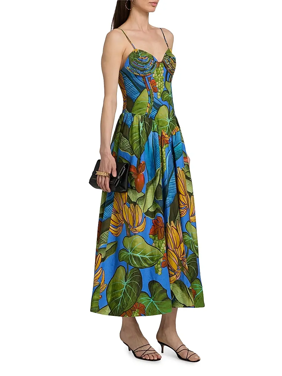 Farm Rio Women's Printed Linen-Blend Maxi Dress | Thumbnail 4