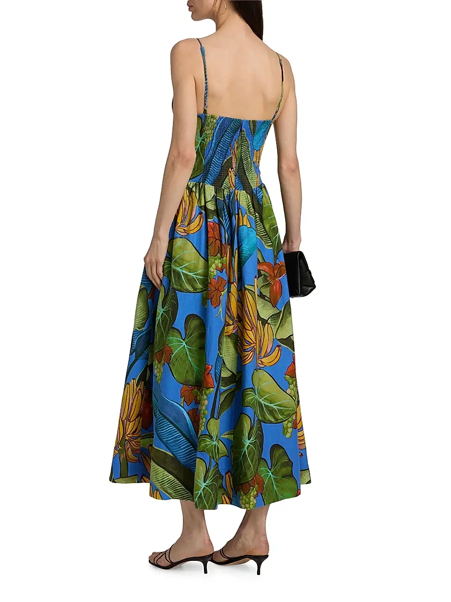 Farm Rio Women's Printed Linen-Blend Maxi Dress | Thumbnail 5