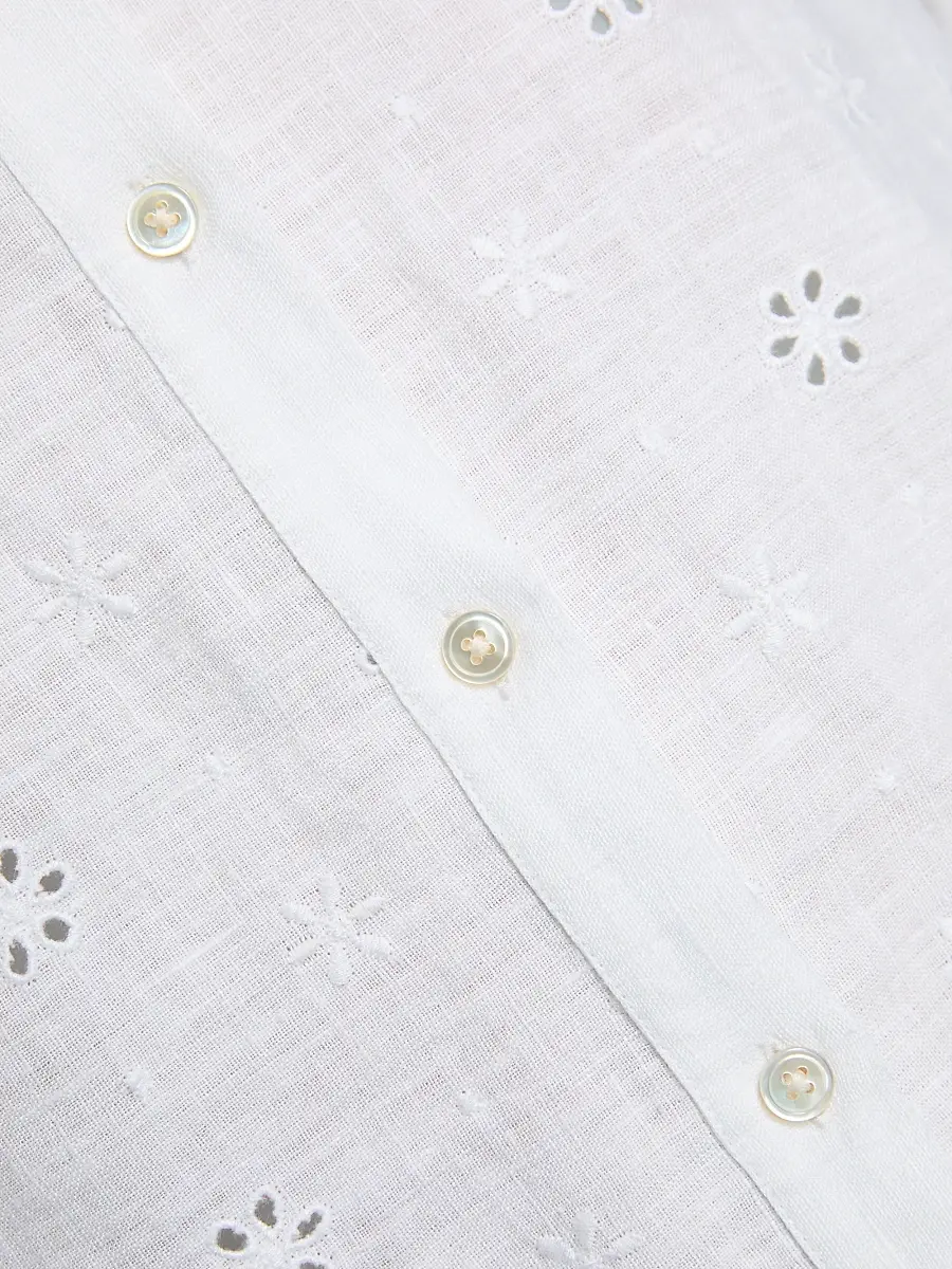 LoveShackFancy Women's Delano Eyelet Linen Button-Front Shirt | Thumbnail 7 LoveShackFancy Women's Delano Eyelet Linen Button-Front Shirt | Thumbnail 7