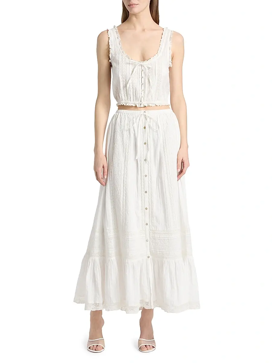LoveShackFancy Women's Brina Lace Cotton Maxi Skirt | Thumbnail 2 LoveShackFancy Women's Brina Lace Cotton Maxi Skirt | Thumbnail 2