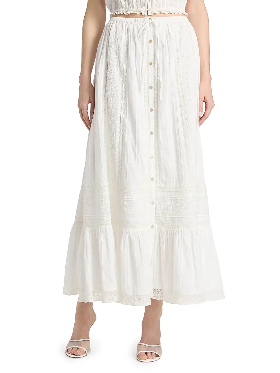 LoveShackFancy Women's Brina Lace Cotton Maxi Skirt | Thumbnail 3 LoveShackFancy Women's Brina Lace Cotton Maxi Skirt | Thumbnail 3