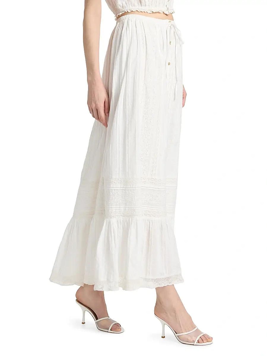LoveShackFancy Women's Brina Lace Cotton Maxi Skirt | Thumbnail 4 LoveShackFancy Women's Brina Lace Cotton Maxi Skirt | Thumbnail 4