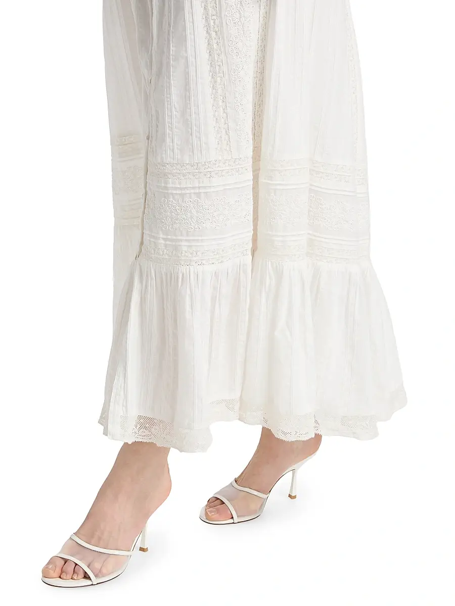 LoveShackFancy Women's Brina Lace Cotton Maxi Skirt | Thumbnail 6 LoveShackFancy Women's Brina Lace Cotton Maxi Skirt | Thumbnail 6