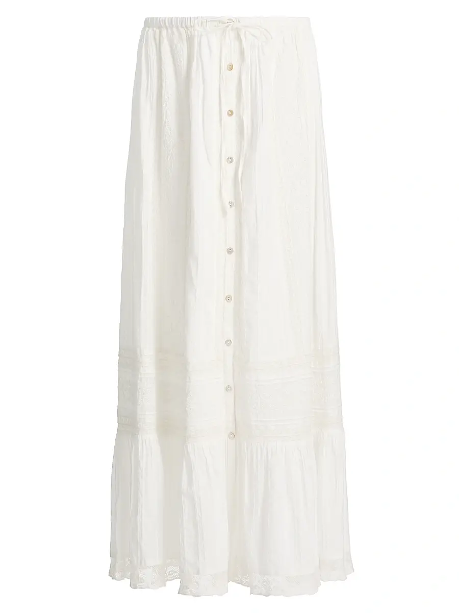 LoveShackFancy Women's Brina Lace Cotton Maxi Skirt - Optic White - Size XL | Image 1 LoveShackFancy Women's Brina Lace Cotton Maxi Skirt - Optic White - Size XL | Image 1