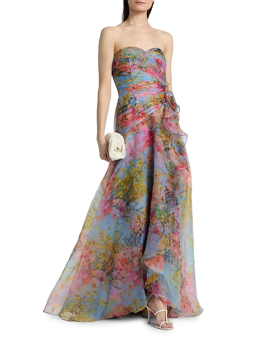 THEIA Women's Eloise High-Low Strapless Gown | Thumbnail 2