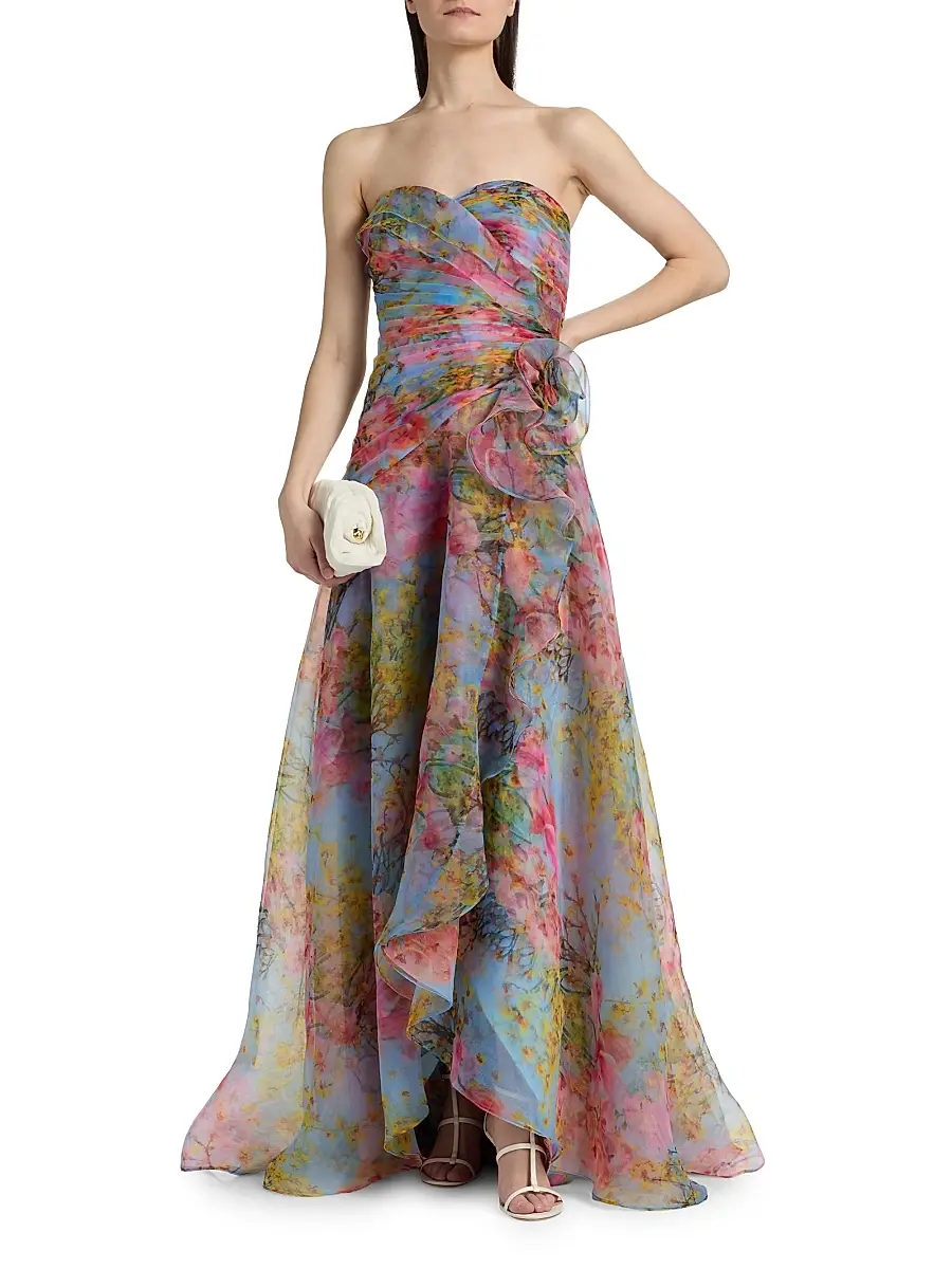 THEIA Women's Eloise High-Low Strapless Gown | Thumbnail 3