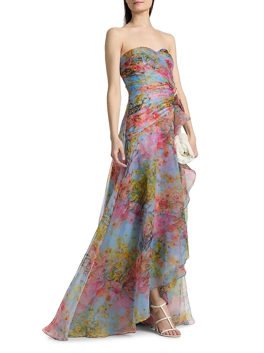 THEIA Women's Eloise High-Low Strapless Gown | Thumbnail 4