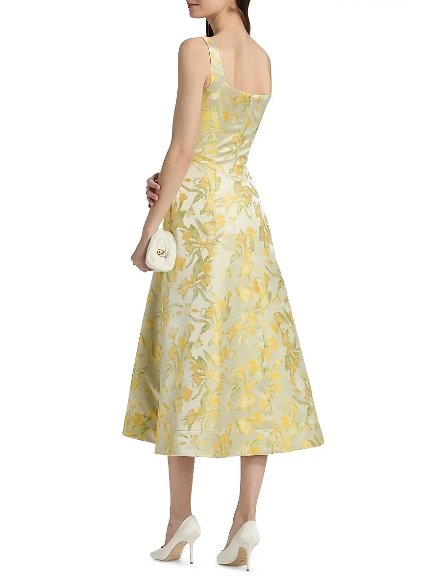 THEIA Women's Julie Floral-Jacquard Midi-Dress | Thumbnail 5 THEIA Women's Julie Floral-Jacquard Midi-Dress | Thumbnail 5