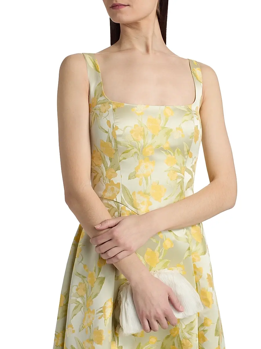 THEIA Women's Julie Floral-Jacquard Midi-Dress | Thumbnail 6 THEIA Women's Julie Floral-Jacquard Midi-Dress | Thumbnail 6