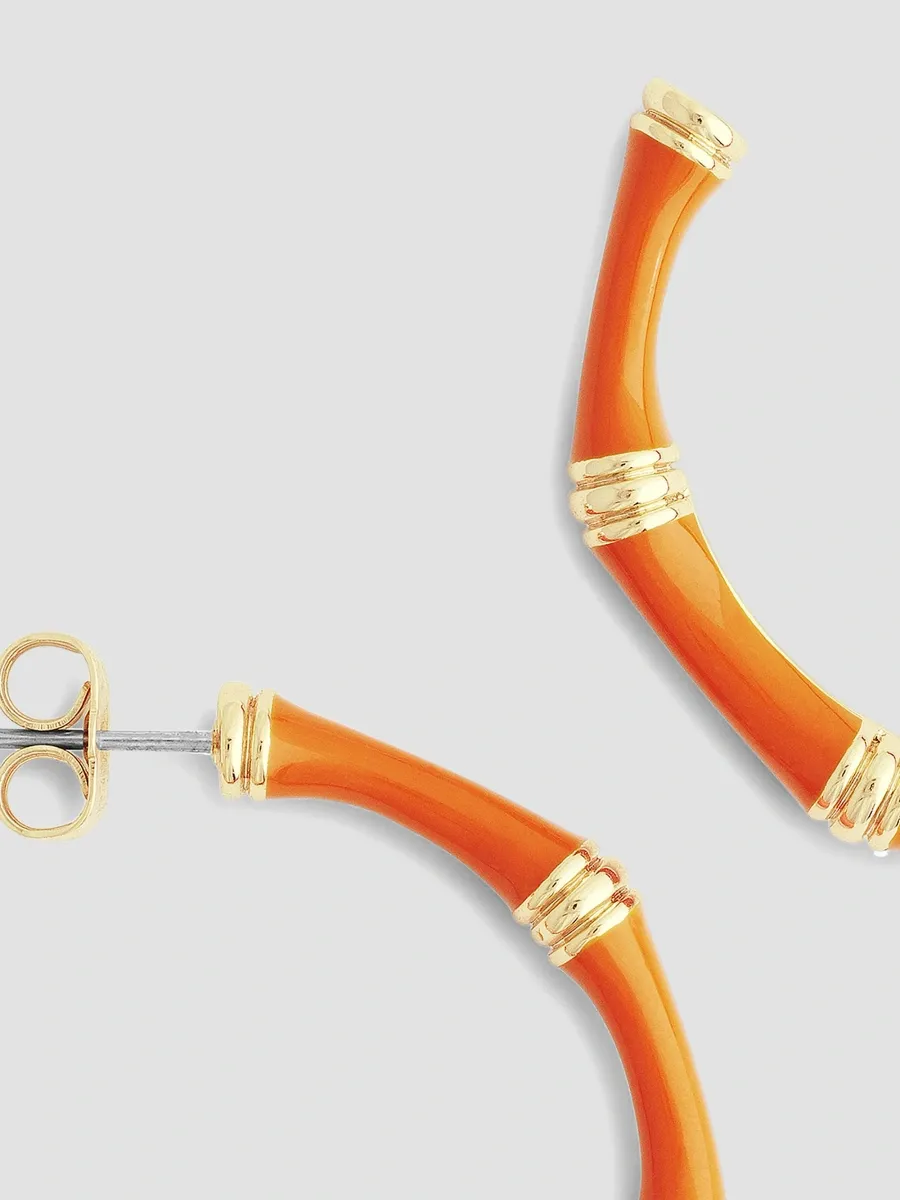 Anabel Aram Women's Bamboo 18K-Gold-Plated & Enamel Hoop Earrings | Thumbnail 4