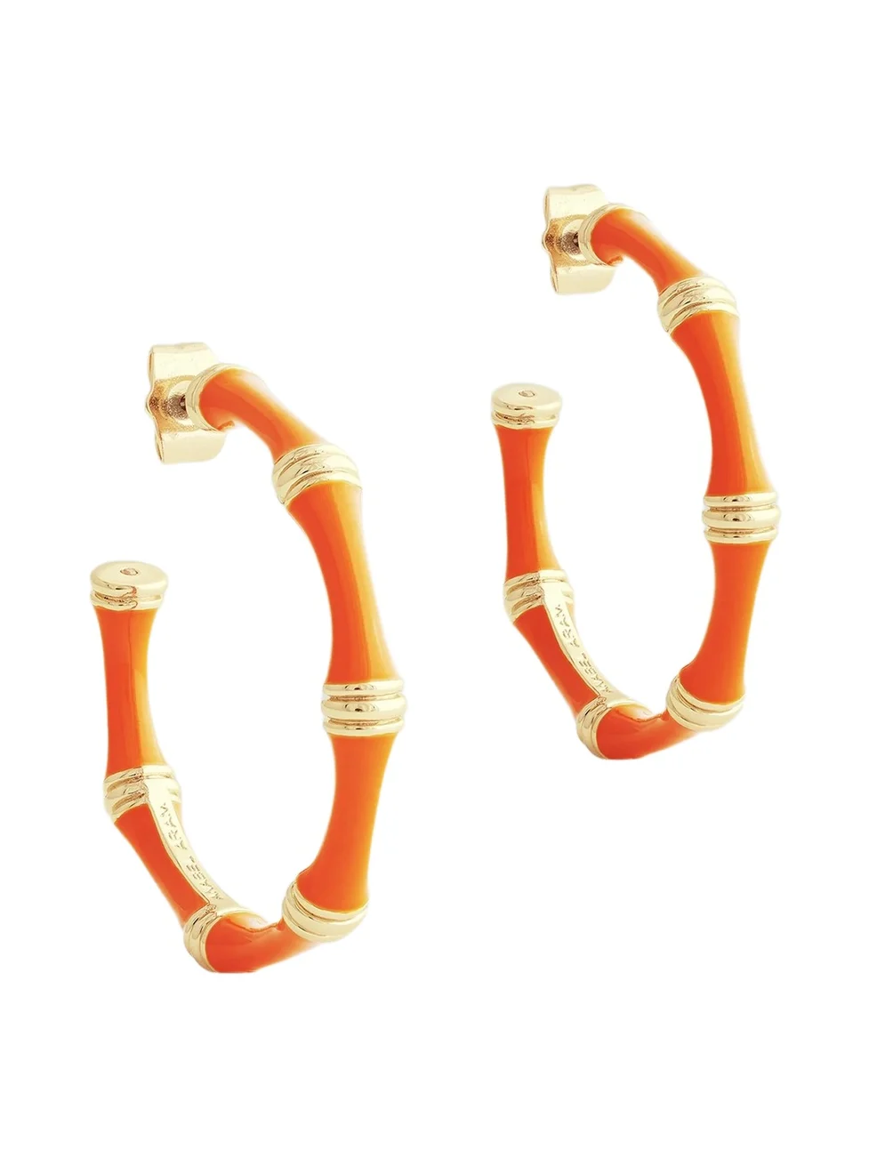 Women's Bamboo 18K-Gold-Plated & Enamel Hoop Earrings