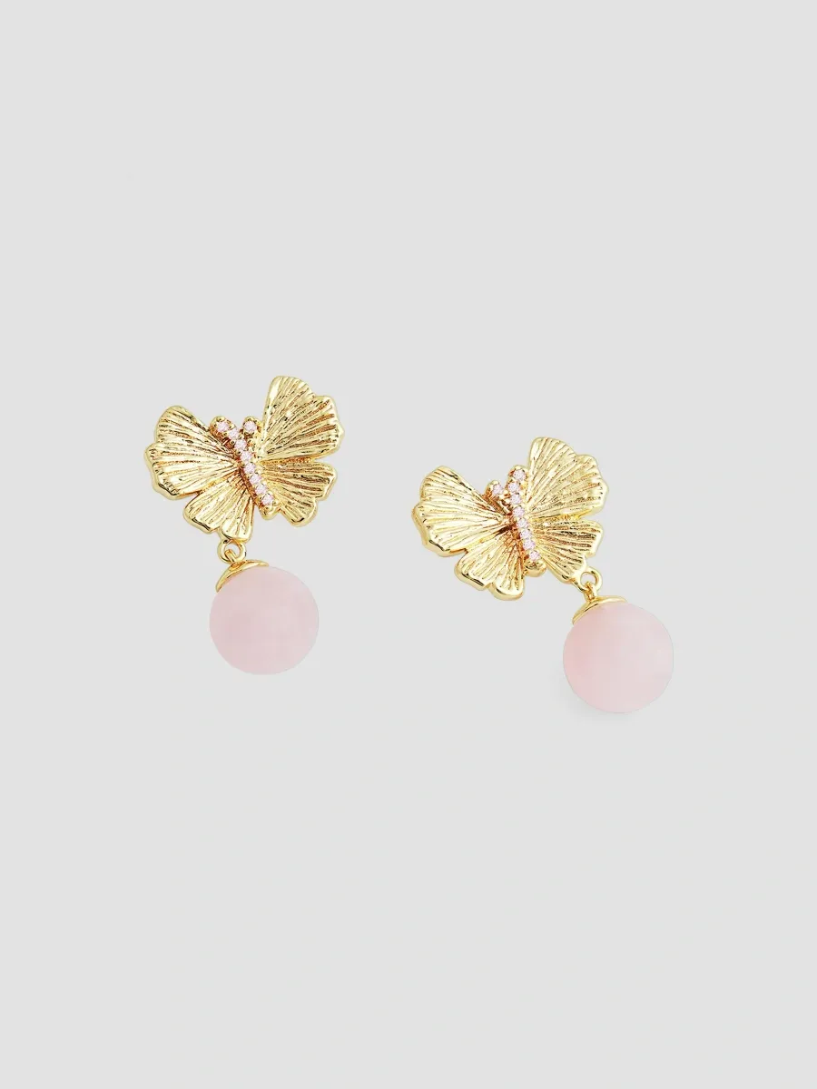 Anabel Aram Women's Butterfly 18K-Gold-Plated, Rose Quartz & Cubic Zirconia Drop Earrings | Thumbnail 3 Anabel Aram Women's Butterfly 18K-Gold-Plated, Rose Quartz & Cubic Zirconia Drop Earrings | Thumbnail 3