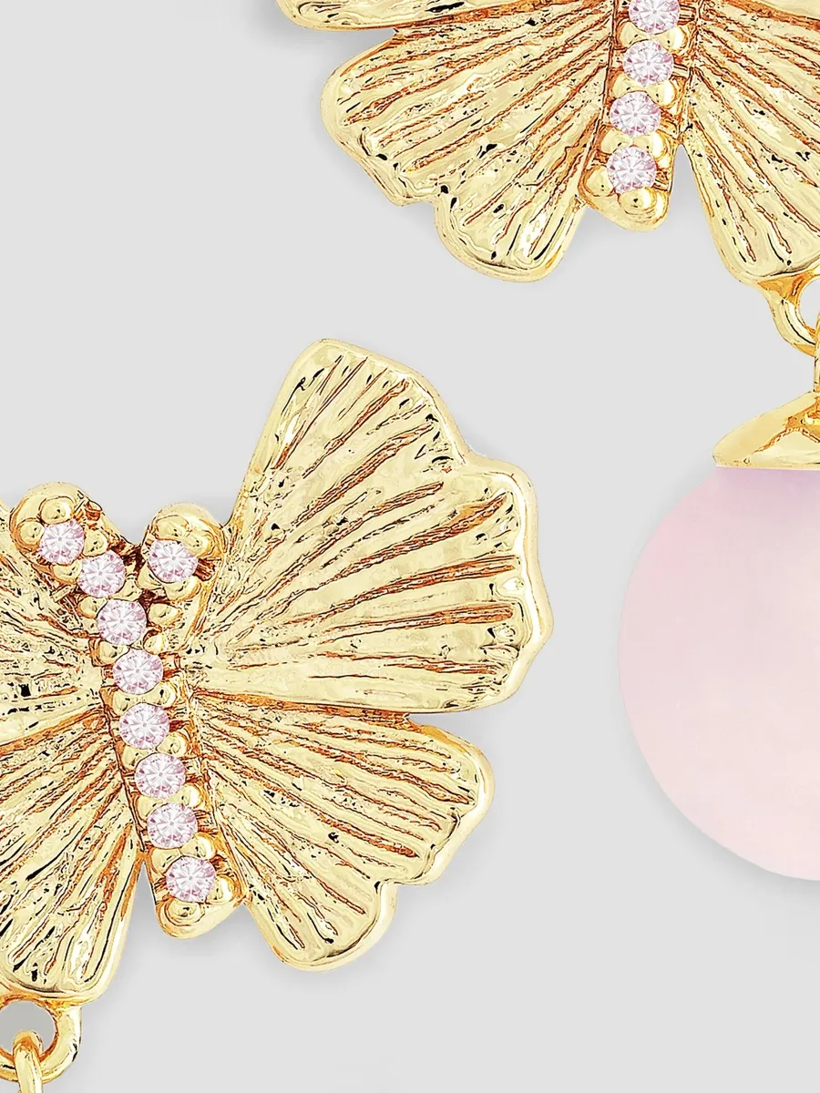 Anabel Aram Women's Butterfly 18K-Gold-Plated, Rose Quartz & Cubic Zirconia Drop Earrings | Thumbnail 4 Anabel Aram Women's Butterfly 18K-Gold-Plated, Rose Quartz & Cubic Zirconia Drop Earrings | Thumbnail 4