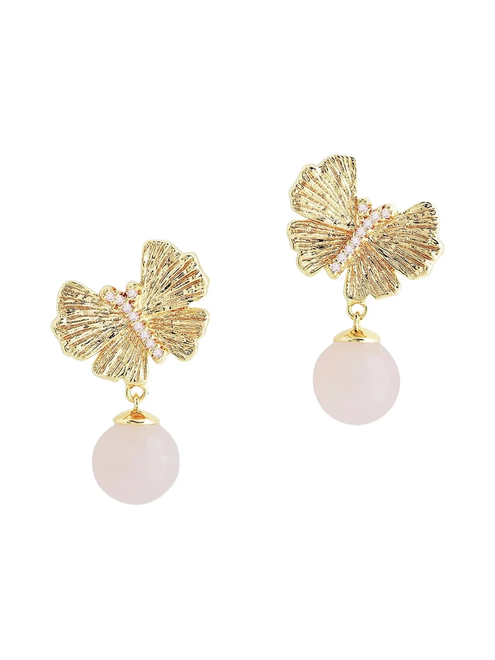 Women's Butterfly 18K-Gold-Plated, Rose Quartz & Cubic Zirconia Drop Earrings