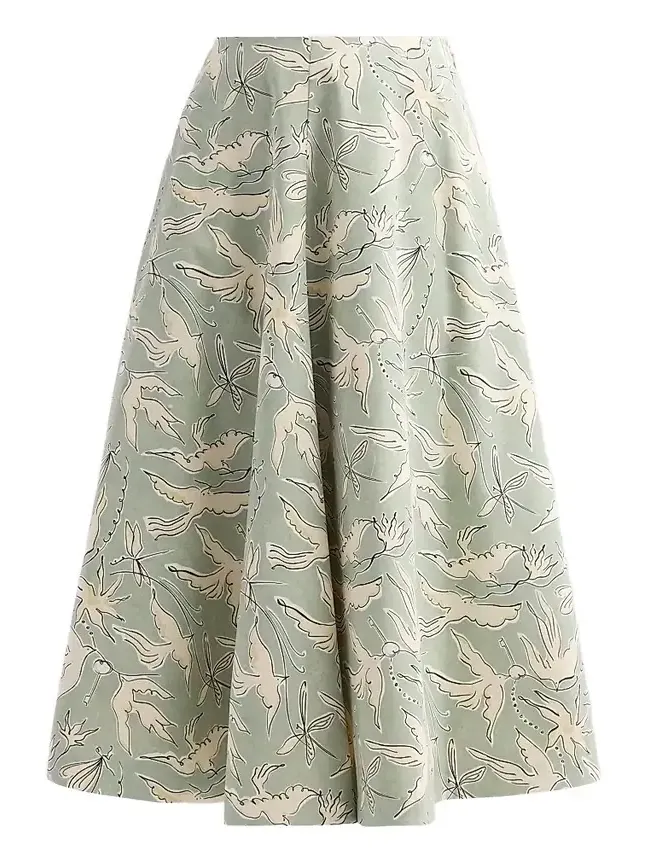 Women's Varda Bird-Print Panelled Midi Skirt Women's Varda Bird-Print Panelled Midi Skirt