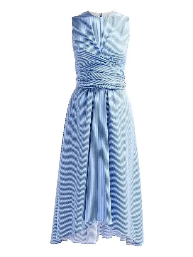 Women's Penny Pinstriped Cotton Poplin Midi Dress