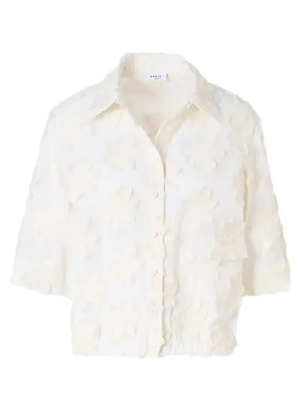 Women's Floral-Appliqué Cotton Shirt Women's Floral-Appliqué Cotton Shirt