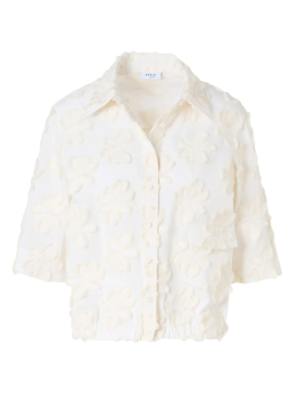 Women's Floral-Appliqué Cotton Shirt Women's Floral-Appliqué Cotton Shirt