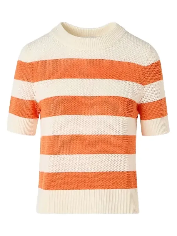 Women's Striped Short-Sleeve Crewneck Sweater Women's Striped Short-Sleeve Crewneck Sweater
