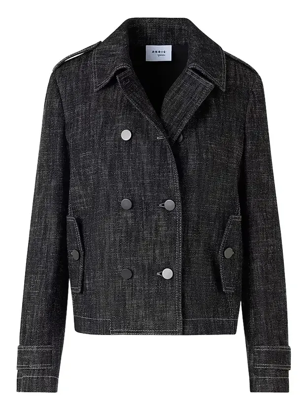 Women's Washed Denim Double-Breasted Jacket Women's Washed Denim Double-Breasted Jacket