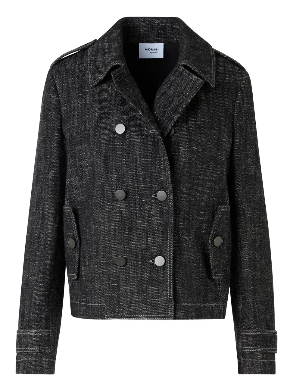 Women's Washed Denim Double-Breasted Jacket Women's Washed Denim Double-Breasted Jacket