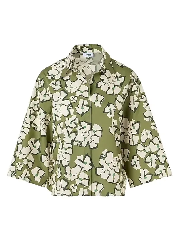 Women's Papercut Flower Print Cotton Shirt Women's Papercut Flower Print Cotton Shirt