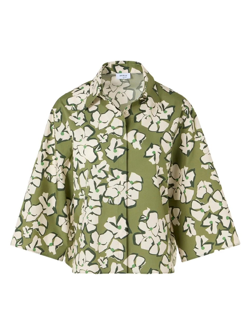 Akris punto Women's Papercut Flower Print Cotton Shirt
