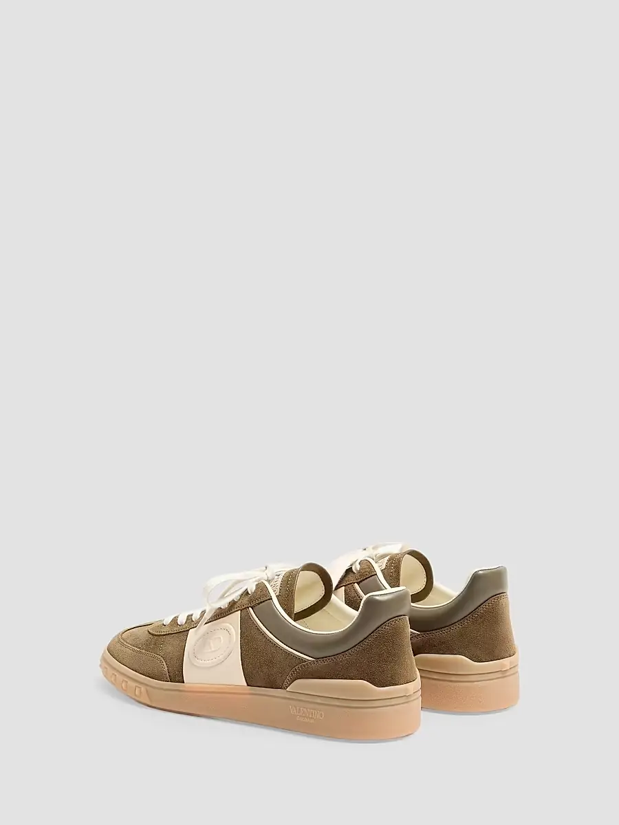 Valentino Men's Upvillage Low Top Sneakers in Split Leather - Military Green Ivory | Thumbnail 3 Valentino Men's Upvillage Low Top Sneakers in Split Leather - Military Green Ivory | Thumbnail 3