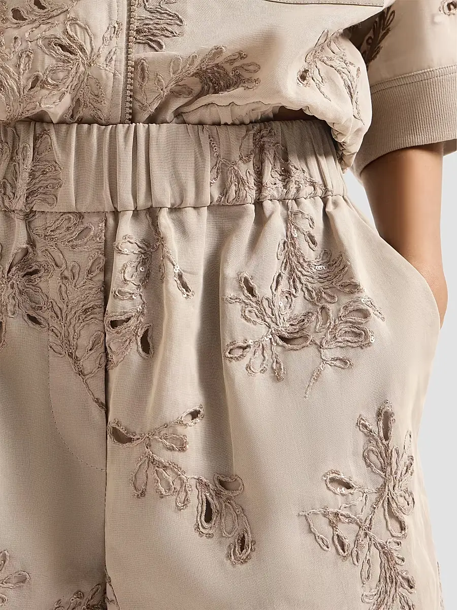 Brunello Cucinelli Women's Cotton Organza Shorts with Dazzling Broderie Anglaise | Thumbnail 5 Brunello Cucinelli Women's Cotton Organza Shorts with Dazzling Broderie Anglaise | Thumbnail 5